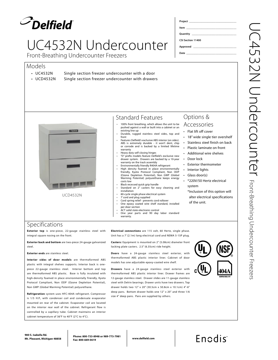 Delfield UC4532N User Manual | 2 pages