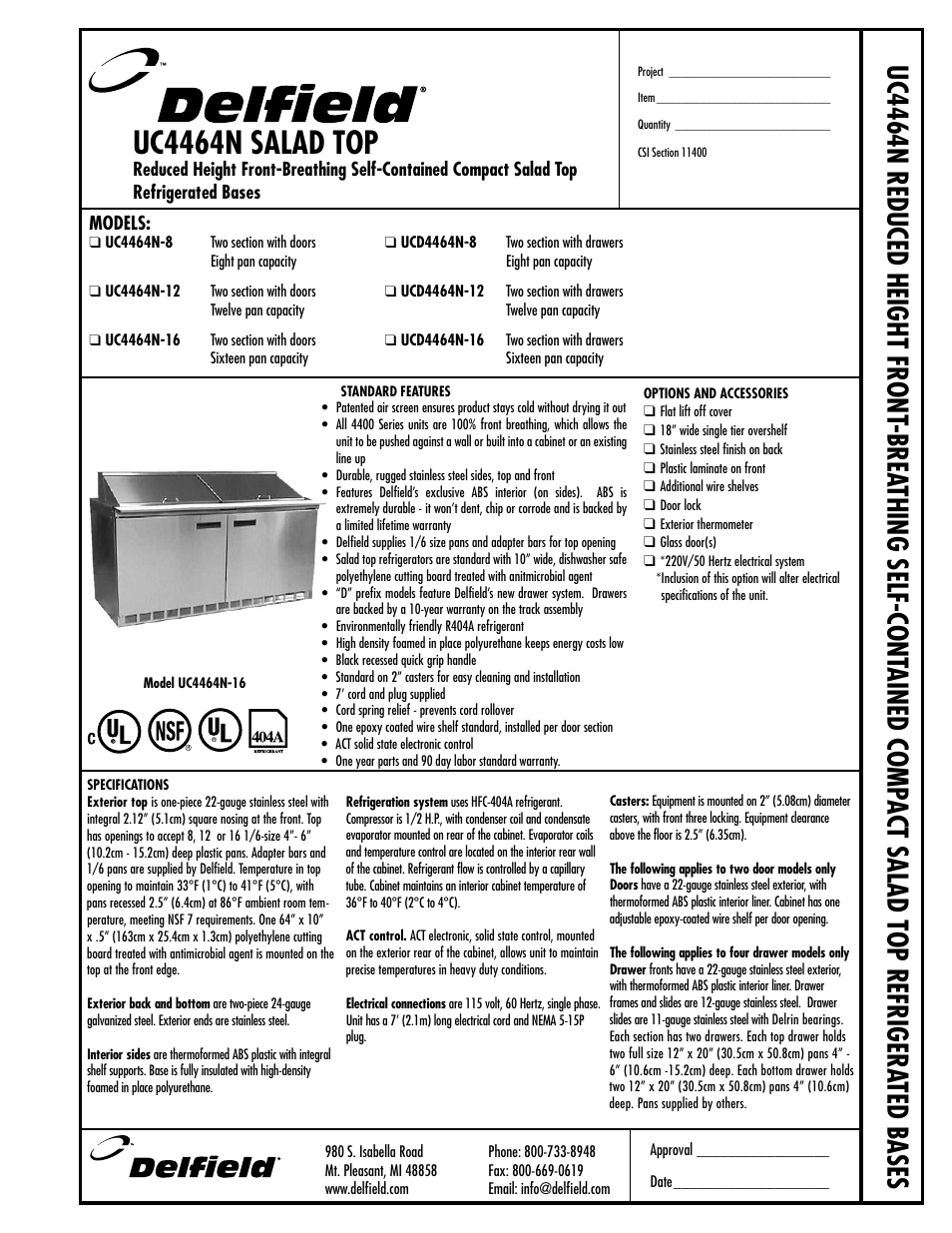 Delfield UC4464N-16 User Manual | 4 pages