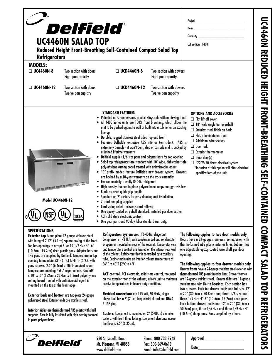 Delfield UCD4460N-8 User Manual | 4 pages