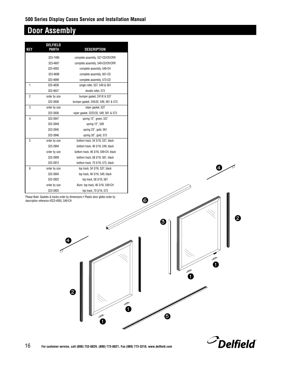 Door assembly | Delfield 500 User Manual | Page 16 / 24