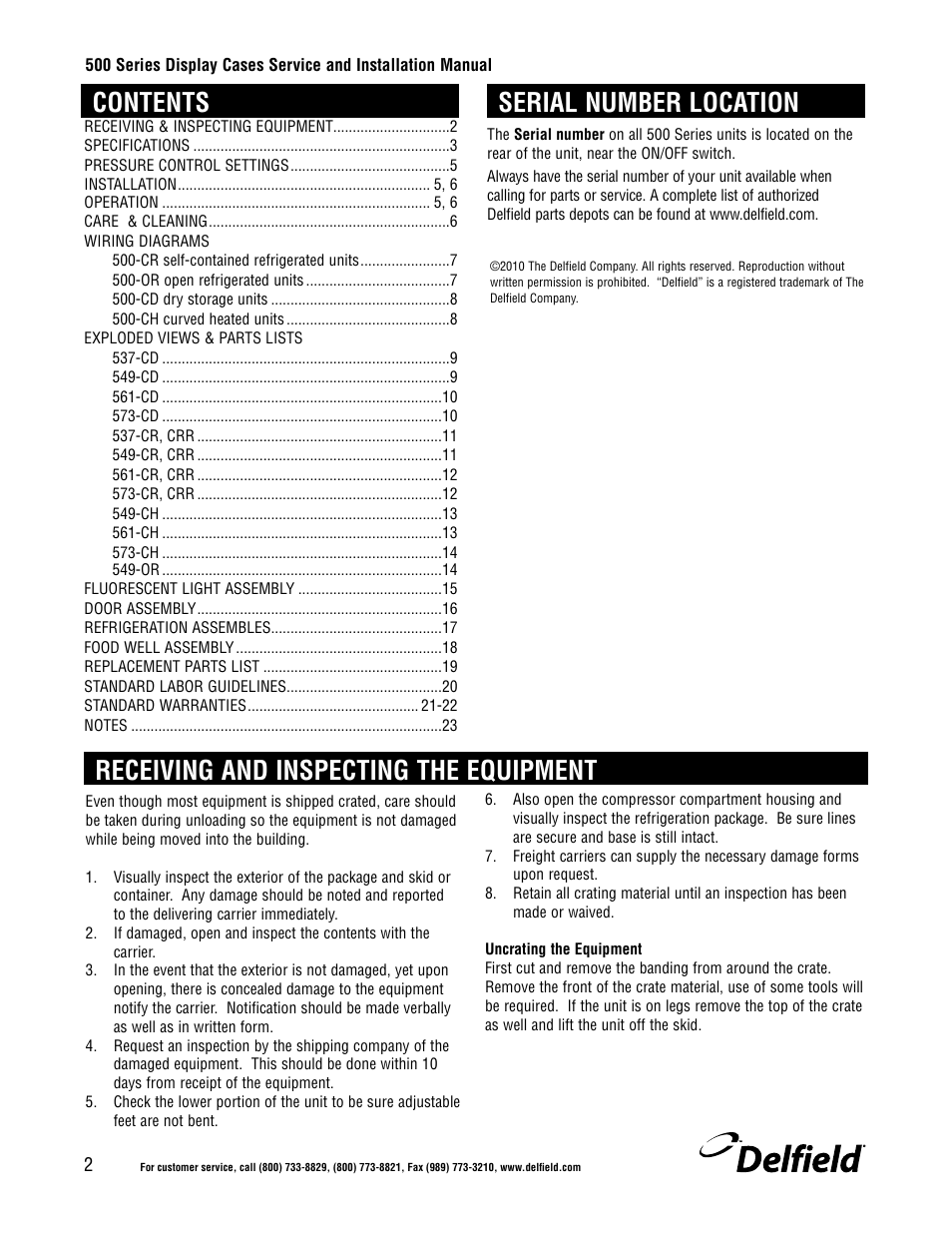 Delfield 500 User Manual | Page 2 / 24