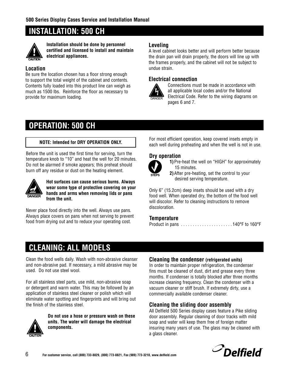 Cleaning: all models | Delfield 500 User Manual | Page 6 / 24