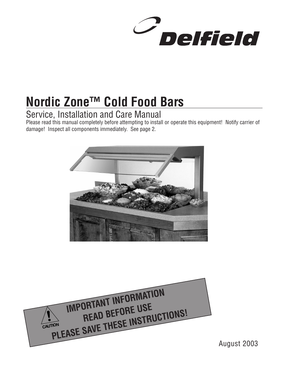 Delfield Nordic Zone Cold Food Bars User Manual | 17 pages