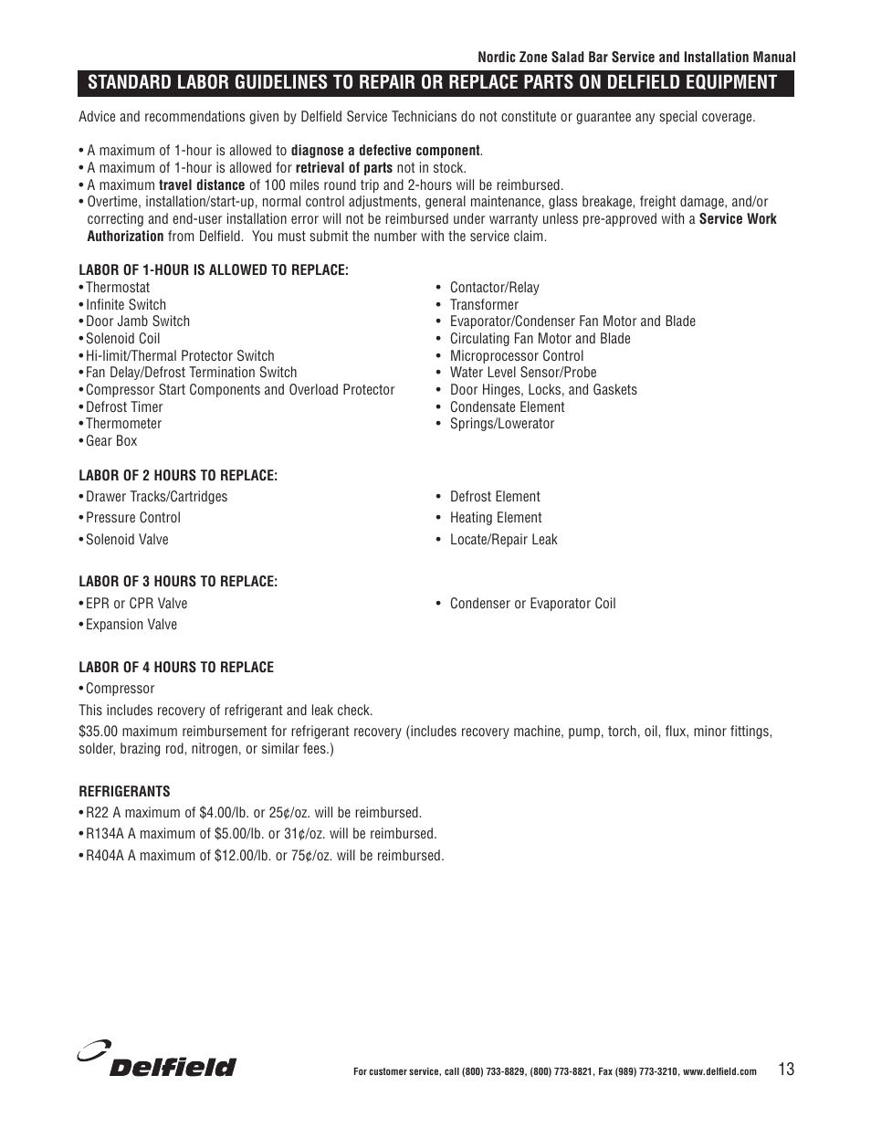 Delfield Nordic Zone Cold Food Bars User Manual | Page 13 / 17