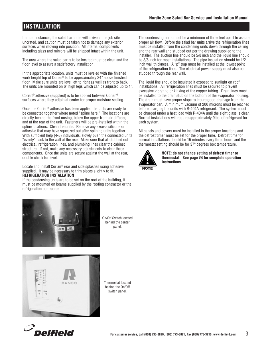 Installation | Delfield Nordic Zone Cold Food Bars User Manual | Page 3 / 17