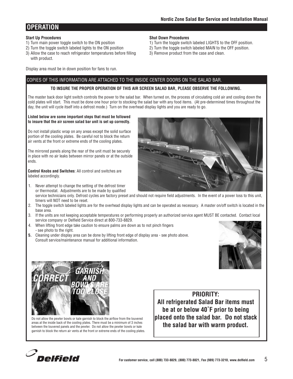 Operation | Delfield Nordic Zone Cold Food Bars User Manual | Page 5 / 17
