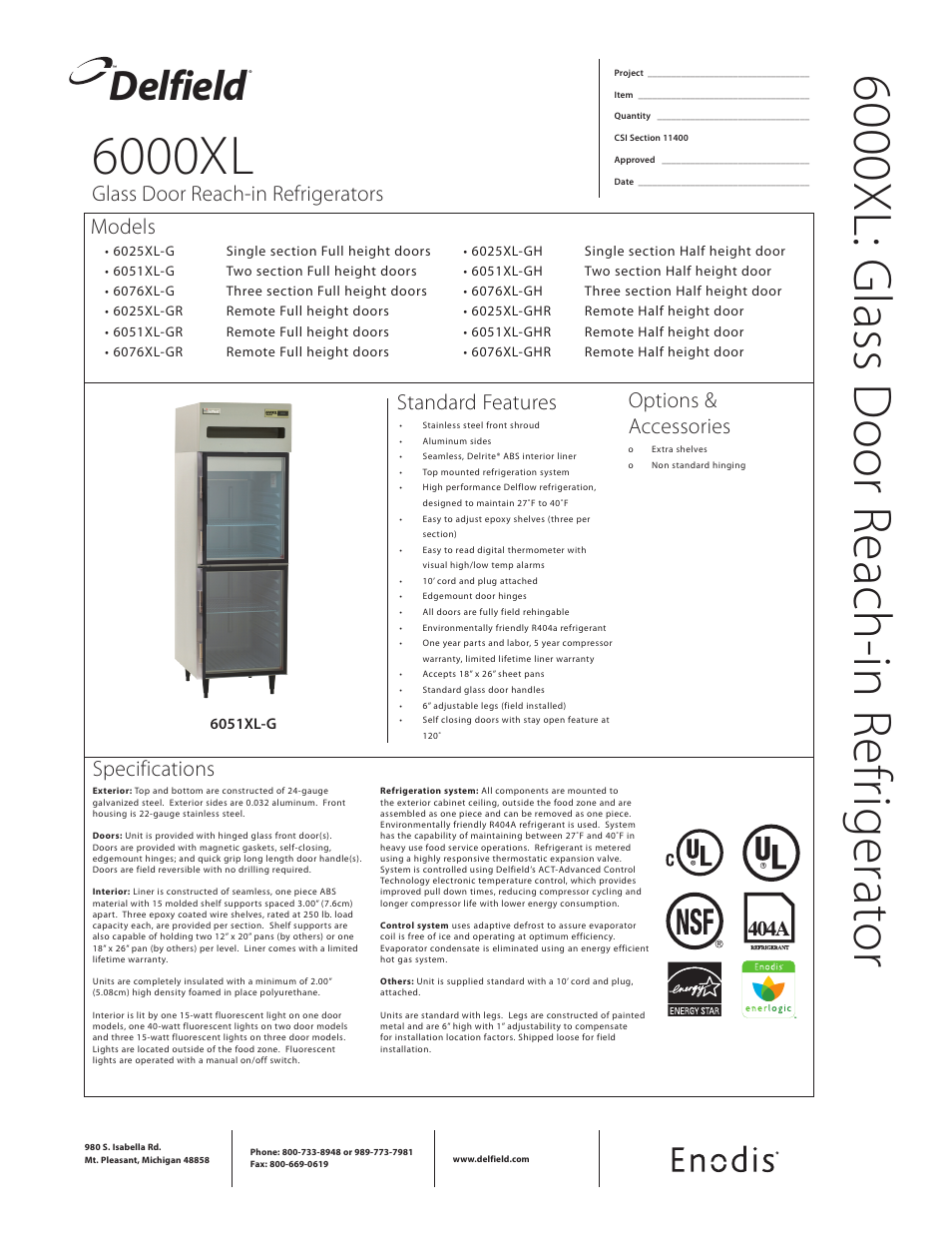 Delfield 6000XLG User Manual | 2 pages