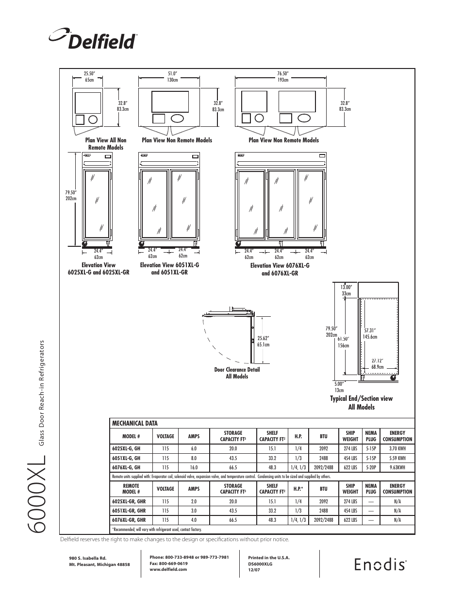 6000xl, Delfield | Delfield 6000XLG User Manual | Page 2 / 2