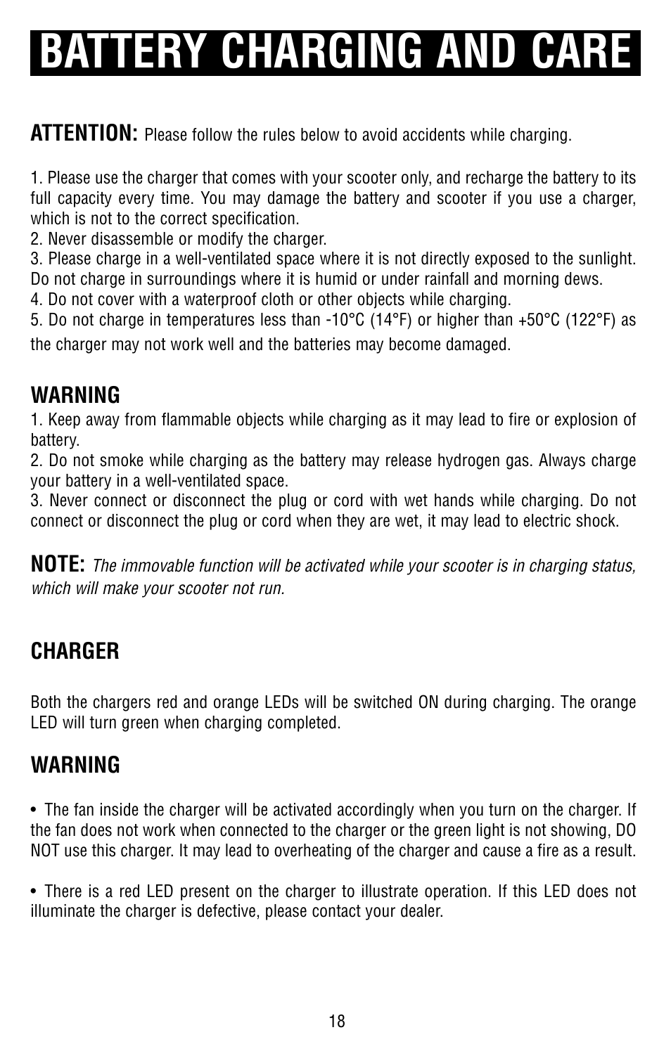 Battery charging and care | Drive Medical Design Odyssey Mobility Scooter User Manual | Page 18 / 31