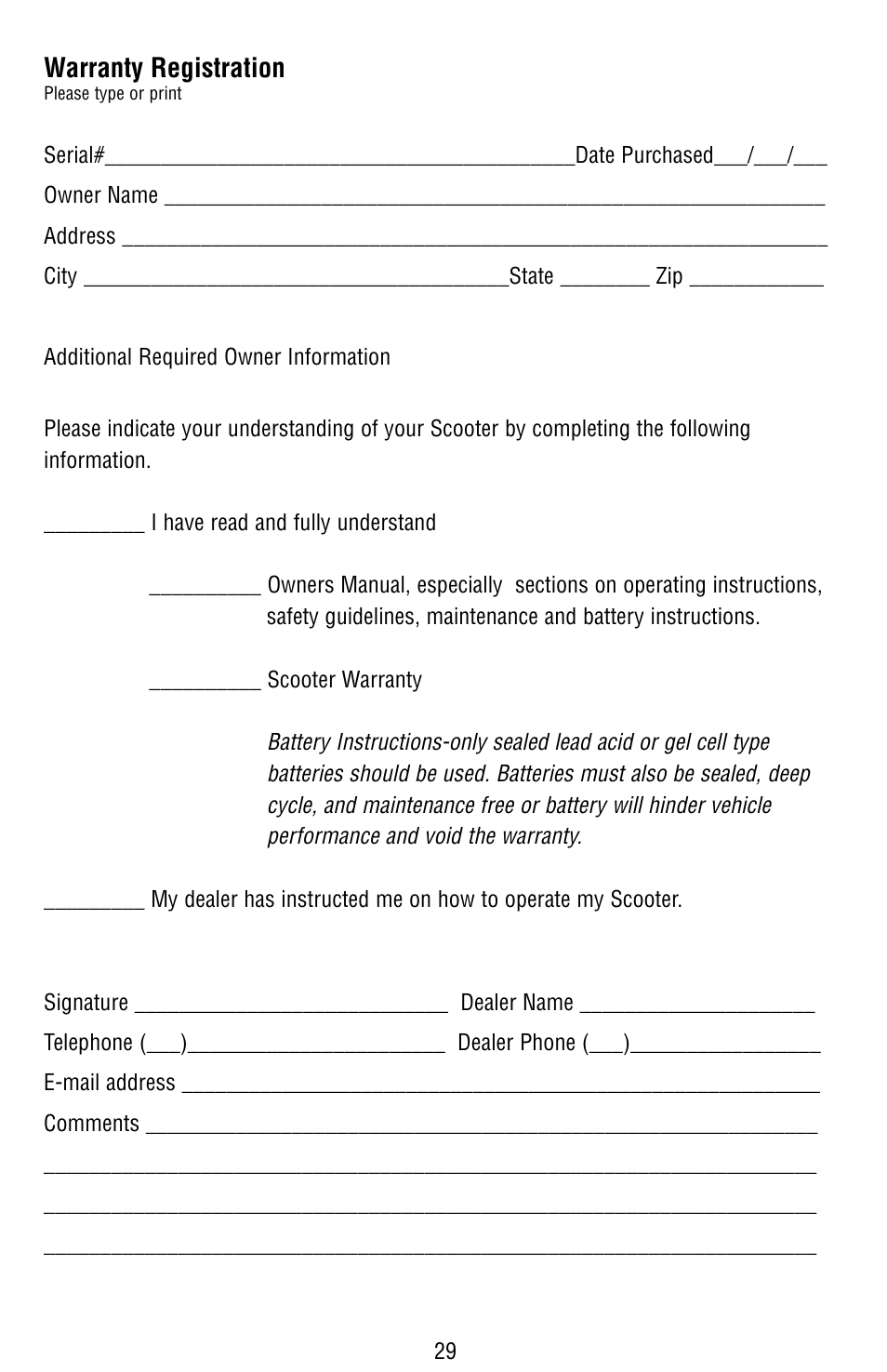 Warranty registration | Drive Medical Design Odyssey Mobility Scooter User Manual | Page 29 / 31