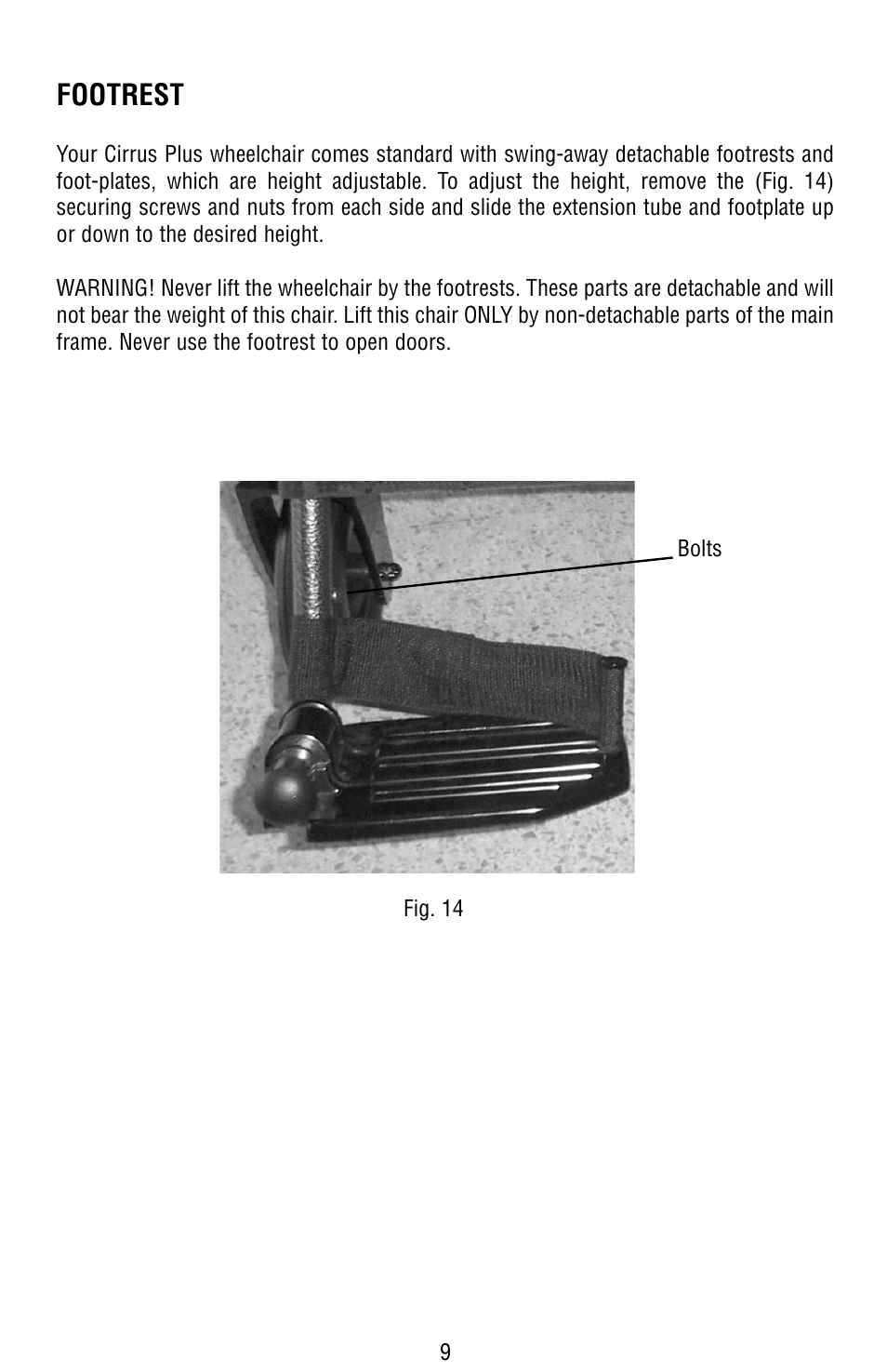 Footrest | Drive Medical Design Cirrus Plus Power Wheelchair User Manual | Page 10 / 25