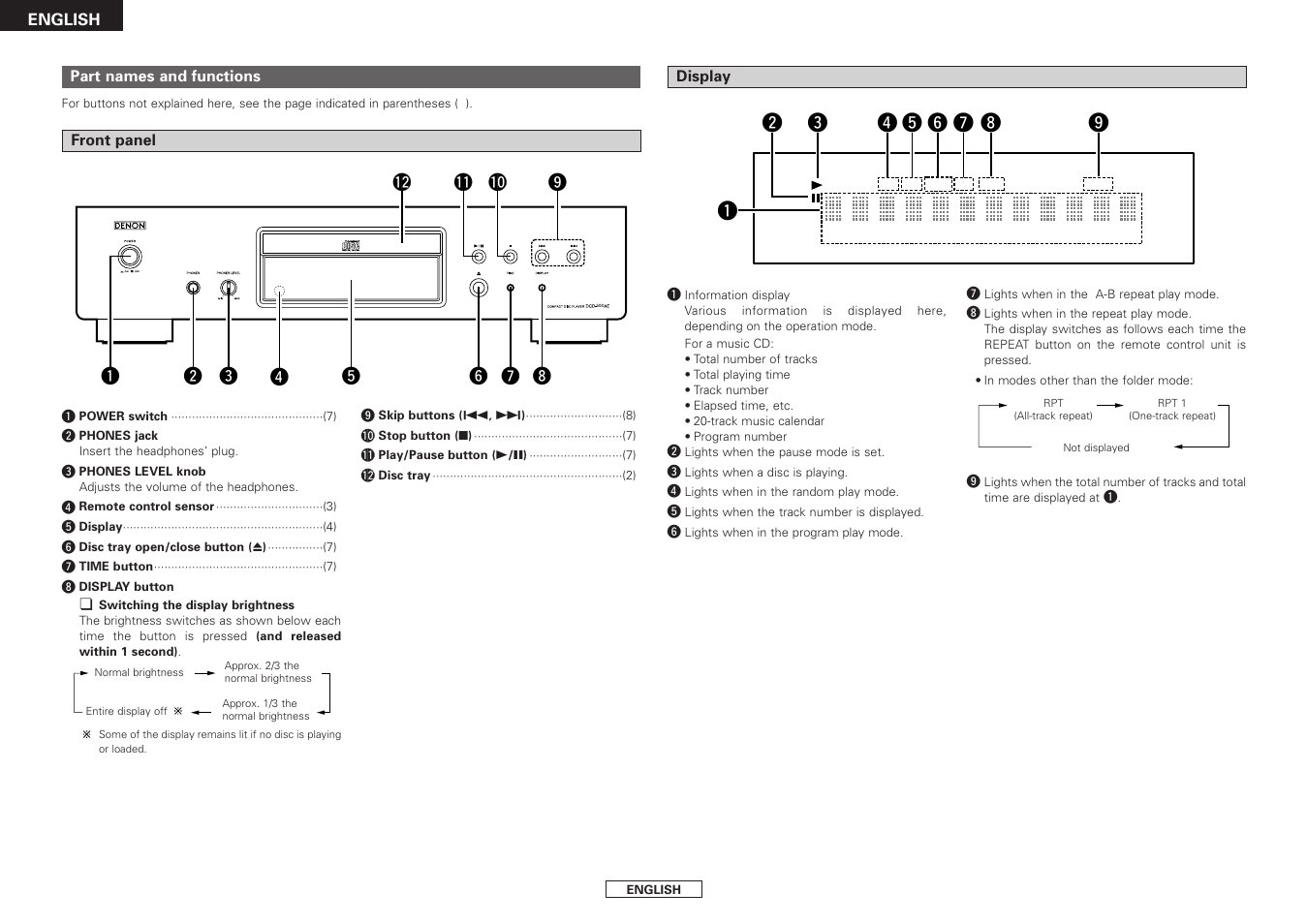 Denon DCD-500AE User Manual | Page 8 / 15