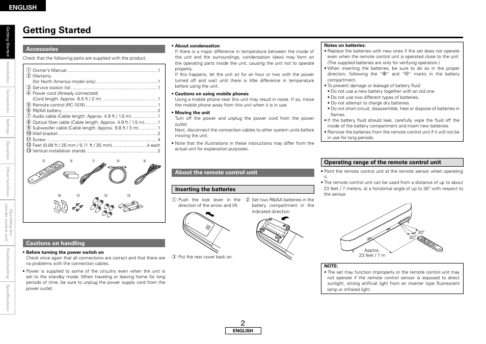 Getting started | Denon DHT-FS3 User Manual | Page 6 / 28