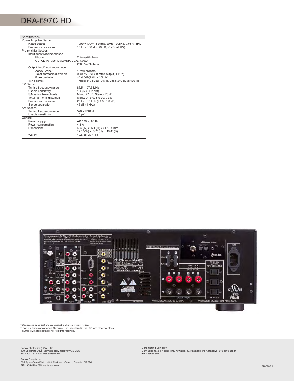 Dra-697cihd | Denon DRA-697CIHD User Manual | Page 2 / 2