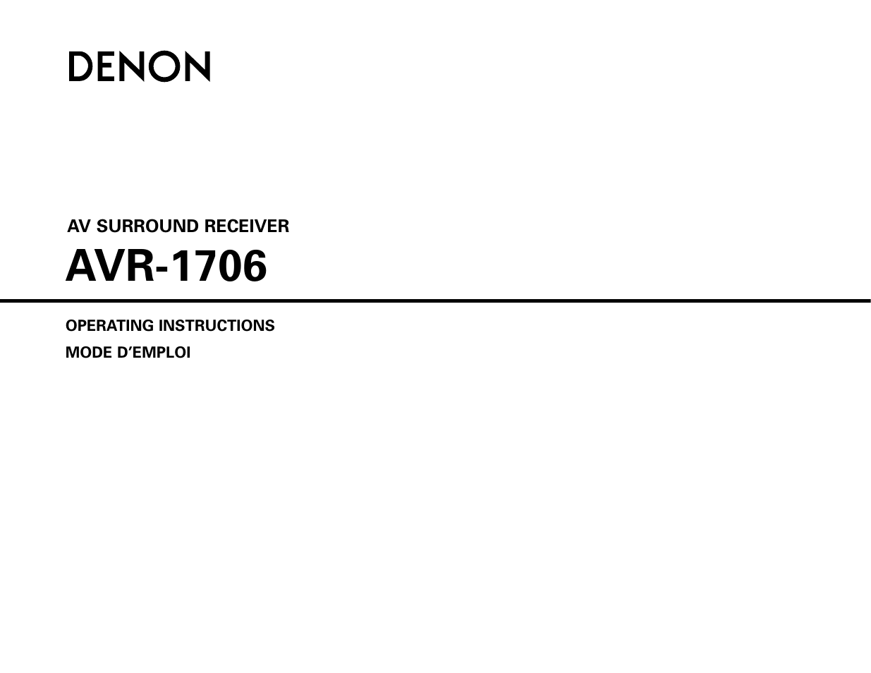 Denon AVR-1706 User Manual | 61 pages