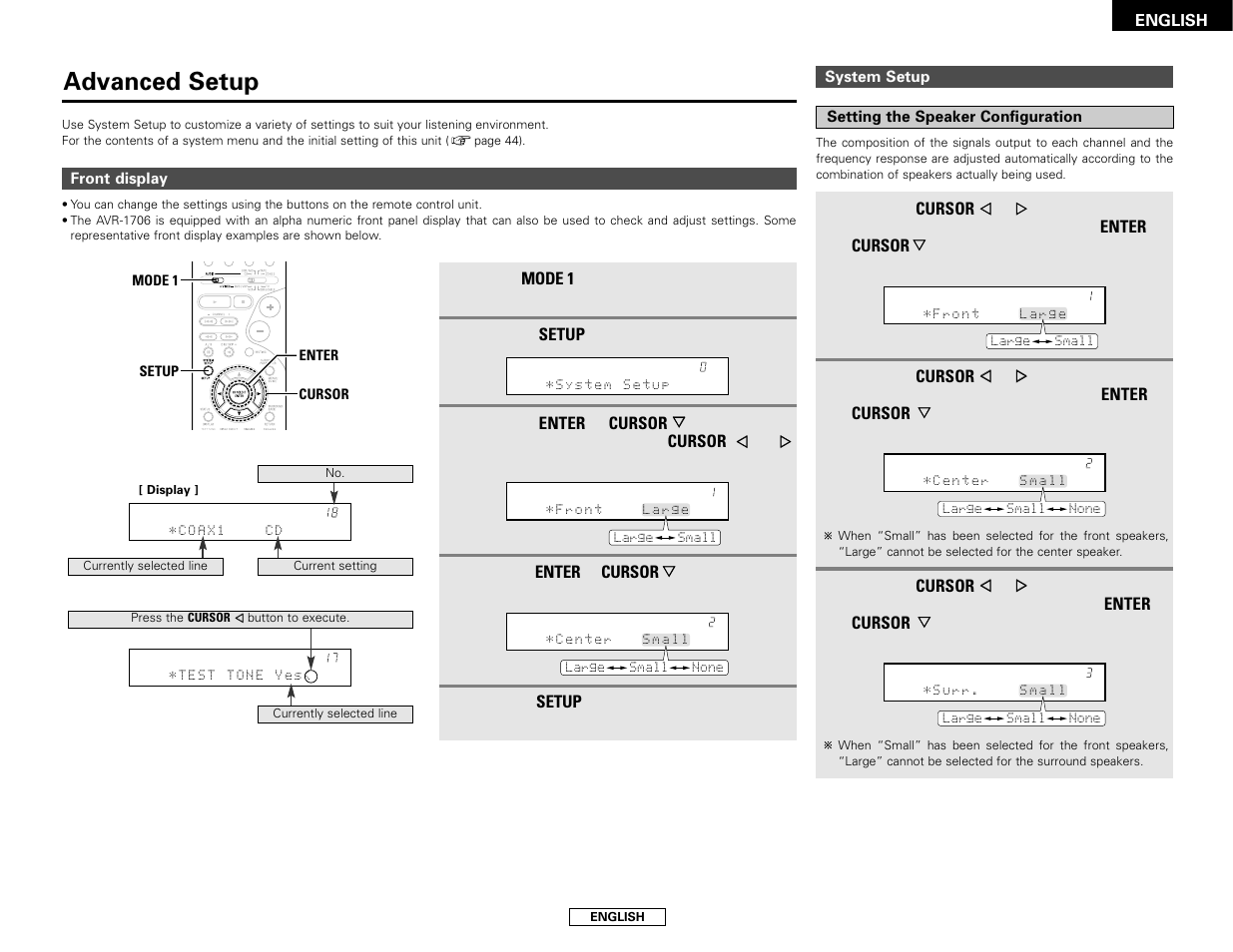 Advanced setup | Denon AVR-1706 User Manual | Page 41 / 61