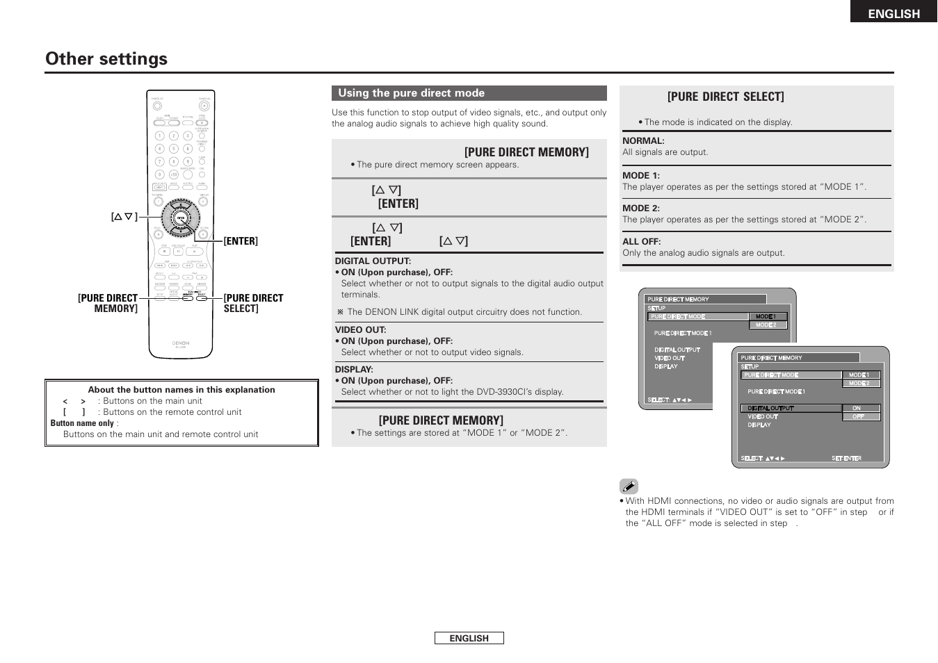 Other settings | Denon DVD-3930CI User Manual | Page 31 / 56