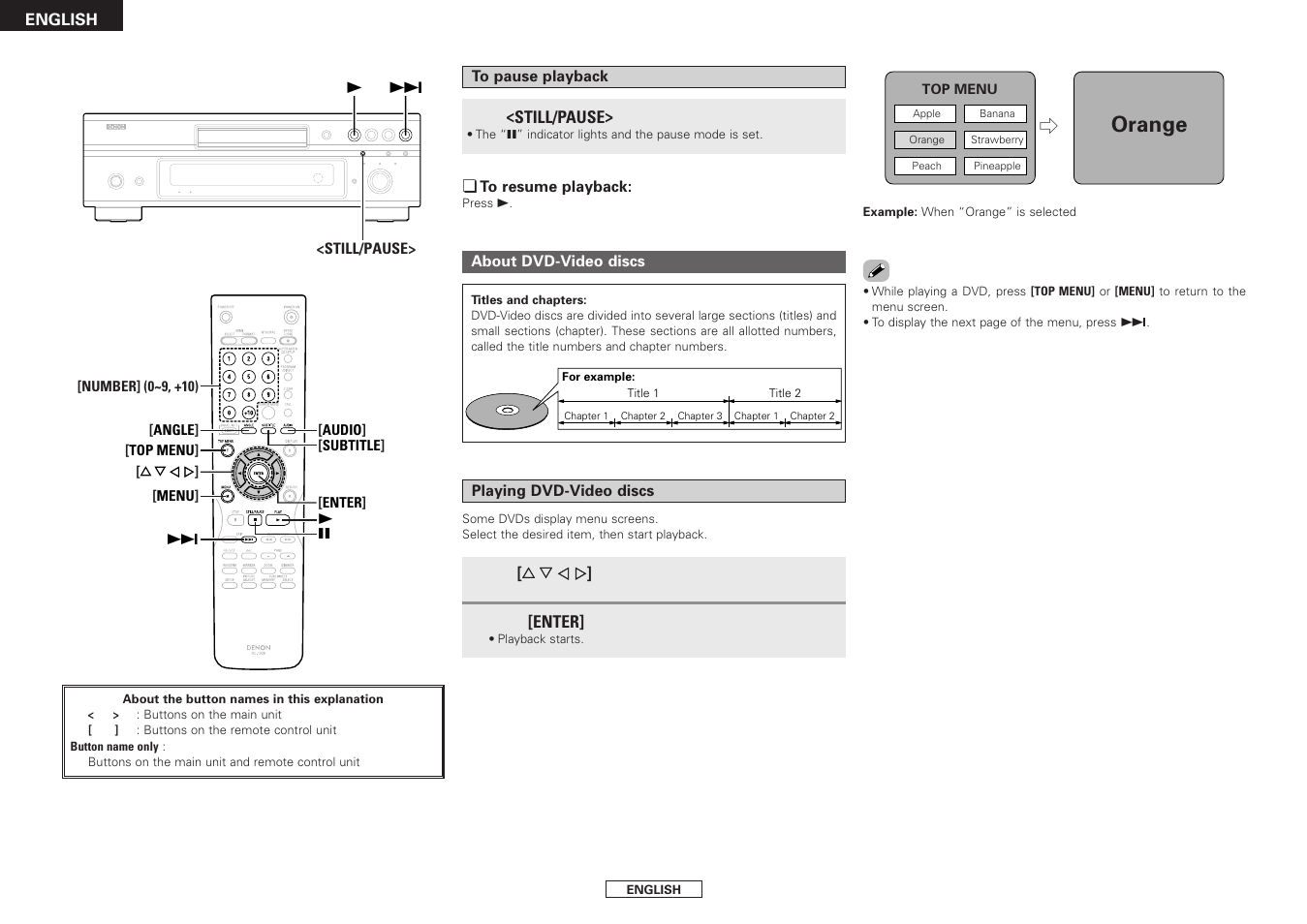 Orange | Denon DVD-3930CI User Manual | Page 38 / 56