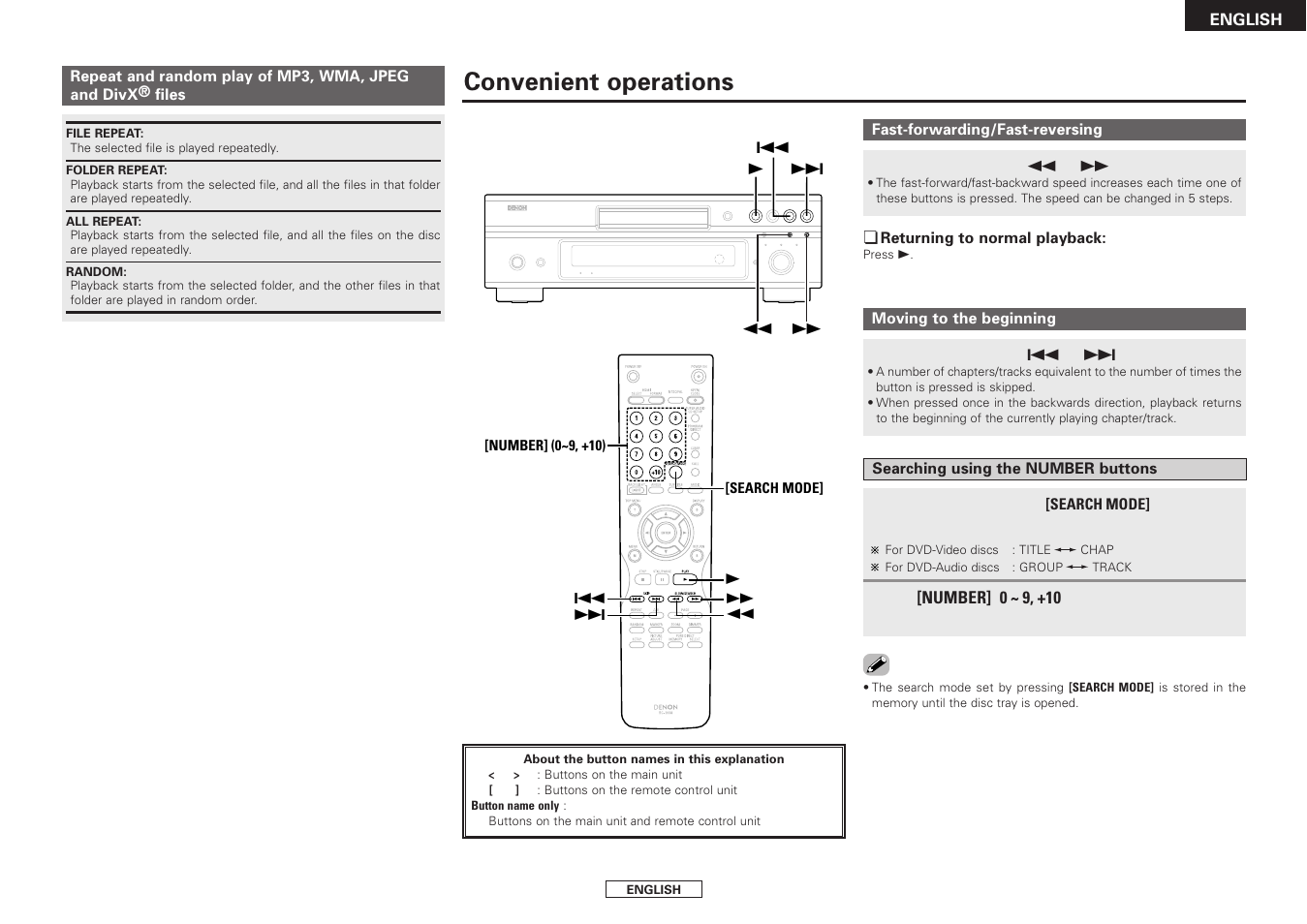 Convenient operations | Denon DVD-3930CI User Manual | Page 45 / 56