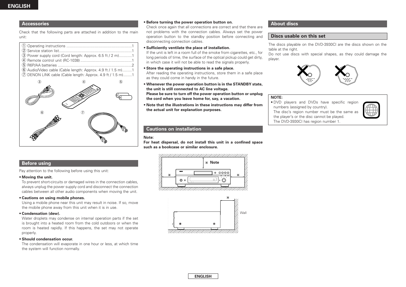 Denon DVD-3930CI User Manual | Page 6 / 56