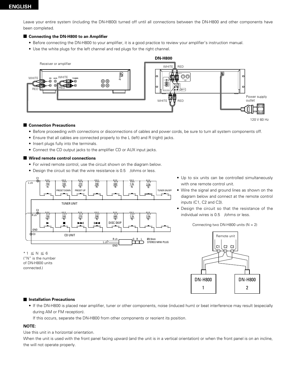 English, Dn-h800 | Denon DN-H800 User Manual | Page 14 / 24