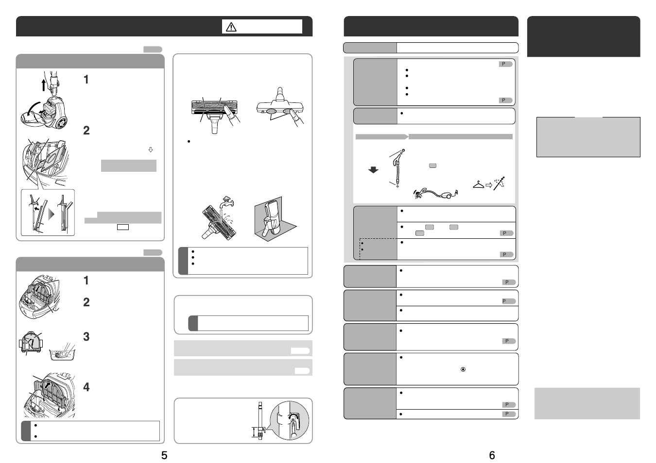 紙パックの交換とお手入れ, 故障かな, 保証とアフターサービス | MITSUBISHI ELECTRIC TC-CF3J User Manual | Page 4 / 5