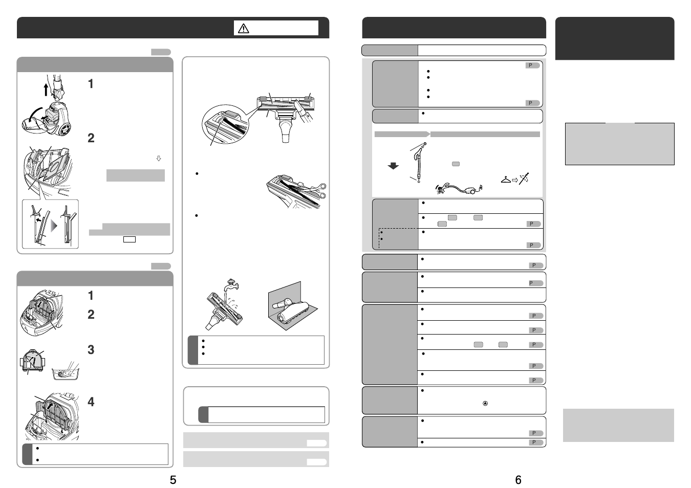 紙パックの交換とお手入れ, 故障かな, 保証とアフターサービス | MITSUBISHI ELECTRIC TC-CF5J User Manual | Page 4 / 5