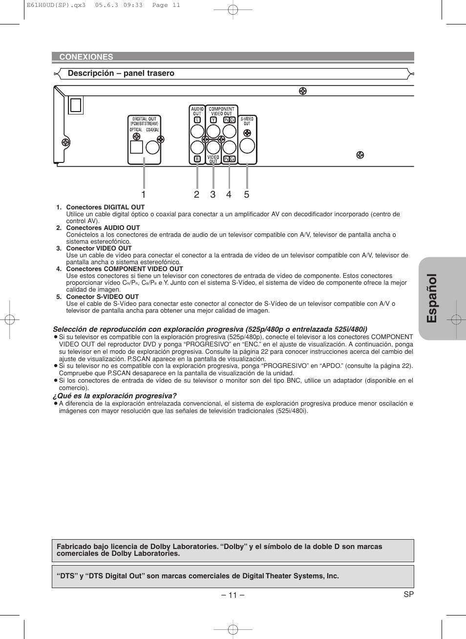 Espa ñ ol | Denon DVD-556 User Manual | Page 37 / 54