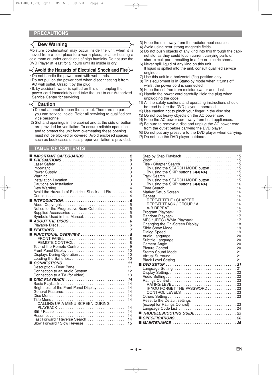 Denon DVD-556 User Manual | Page 4 / 54