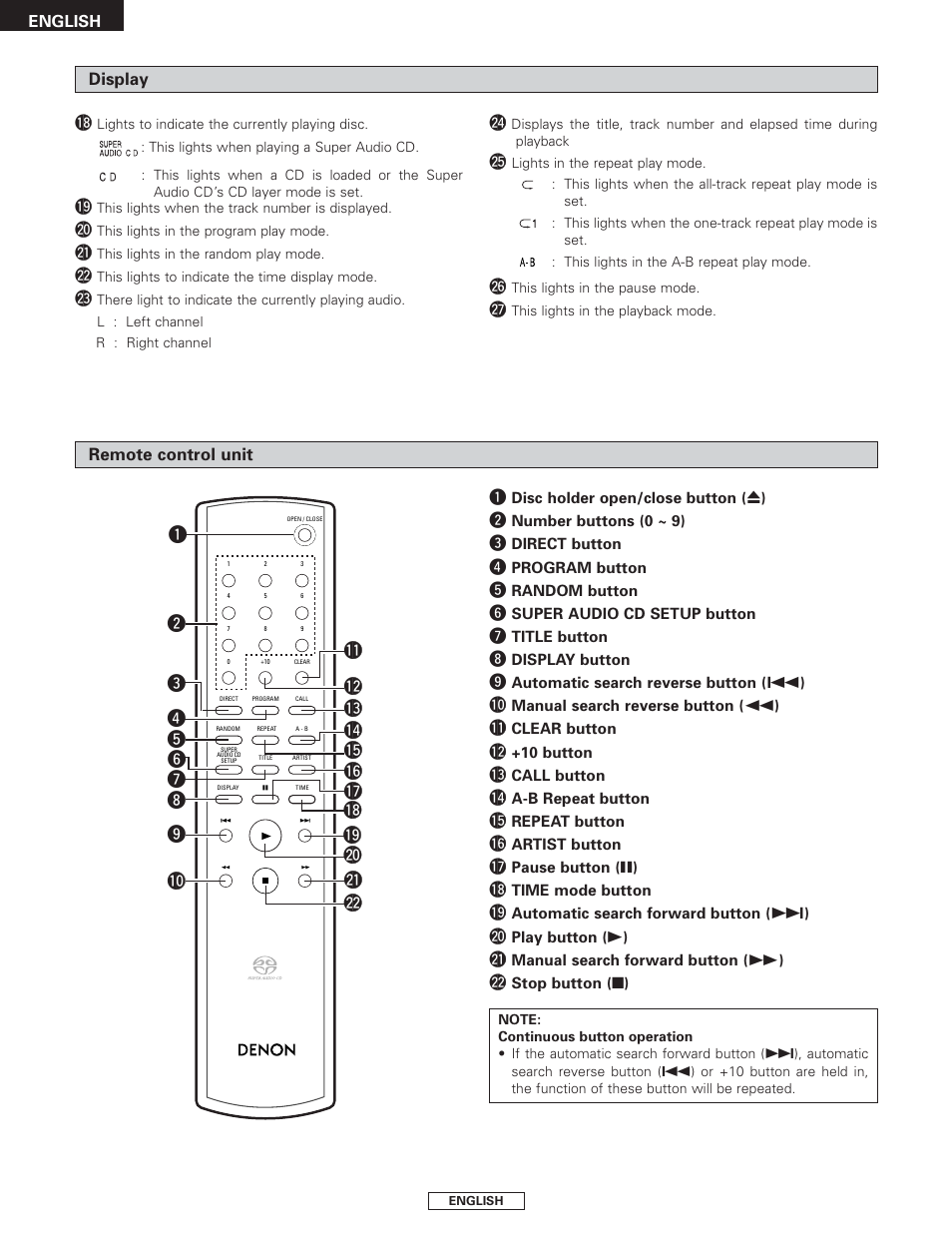 Denon DCD-1500AE User Manual | Page 10 / 90