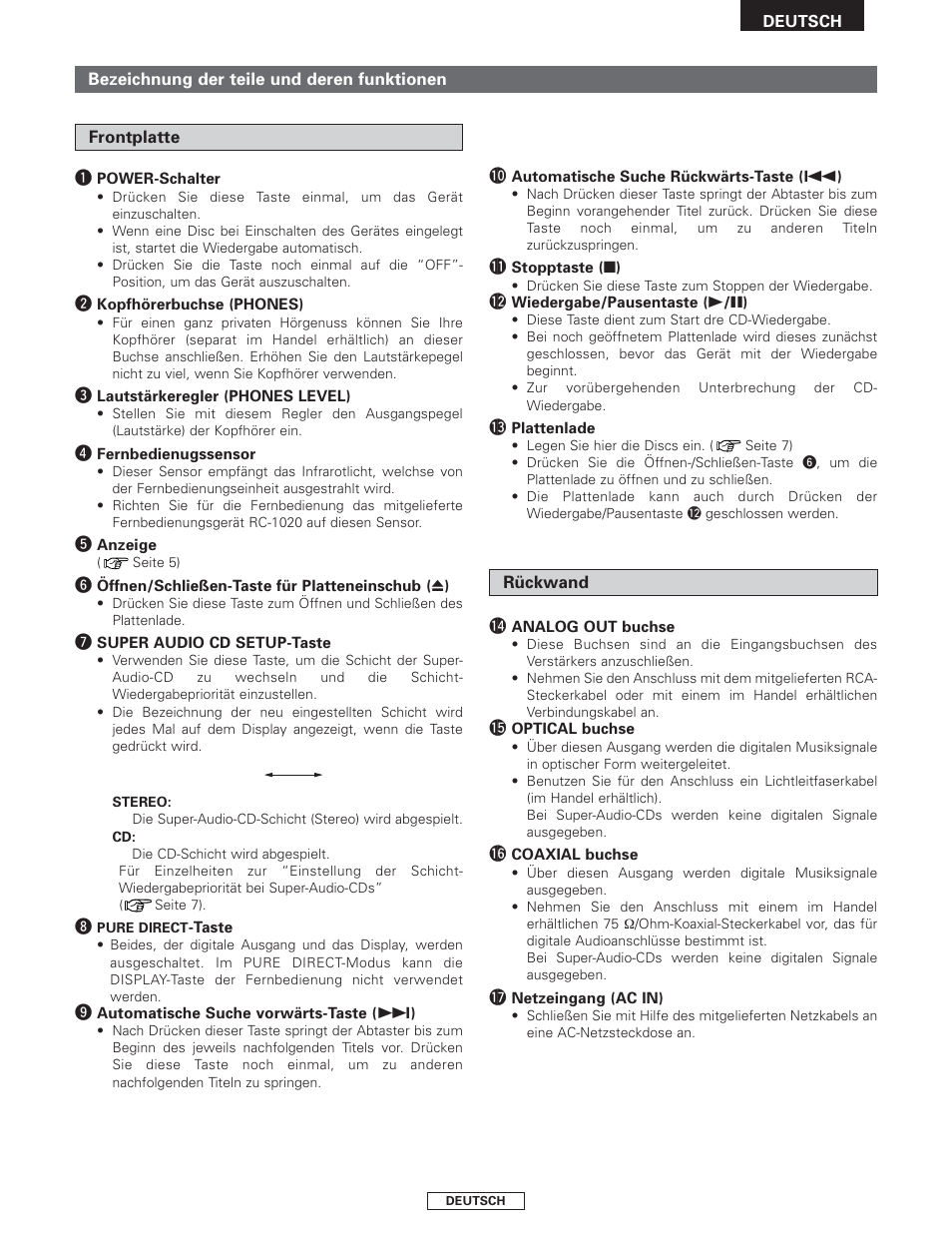 Denon DCD-1500AE User Manual | Page 21 / 90