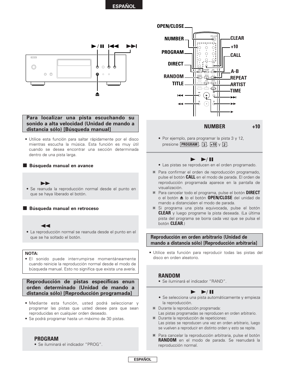 Program, Random, Number | Denon DCD-1500AE User Manual | Page 62 / 90