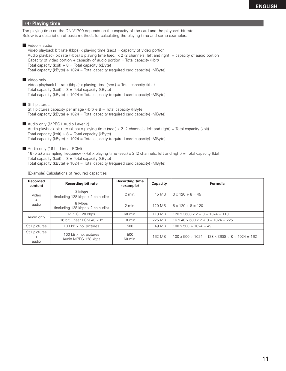 English | Denon DN-V1700 User Manual | Page 11 / 104