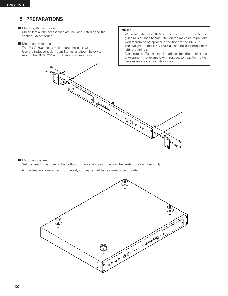 5 preparations | Denon DN-V1700 User Manual | Page 12 / 104