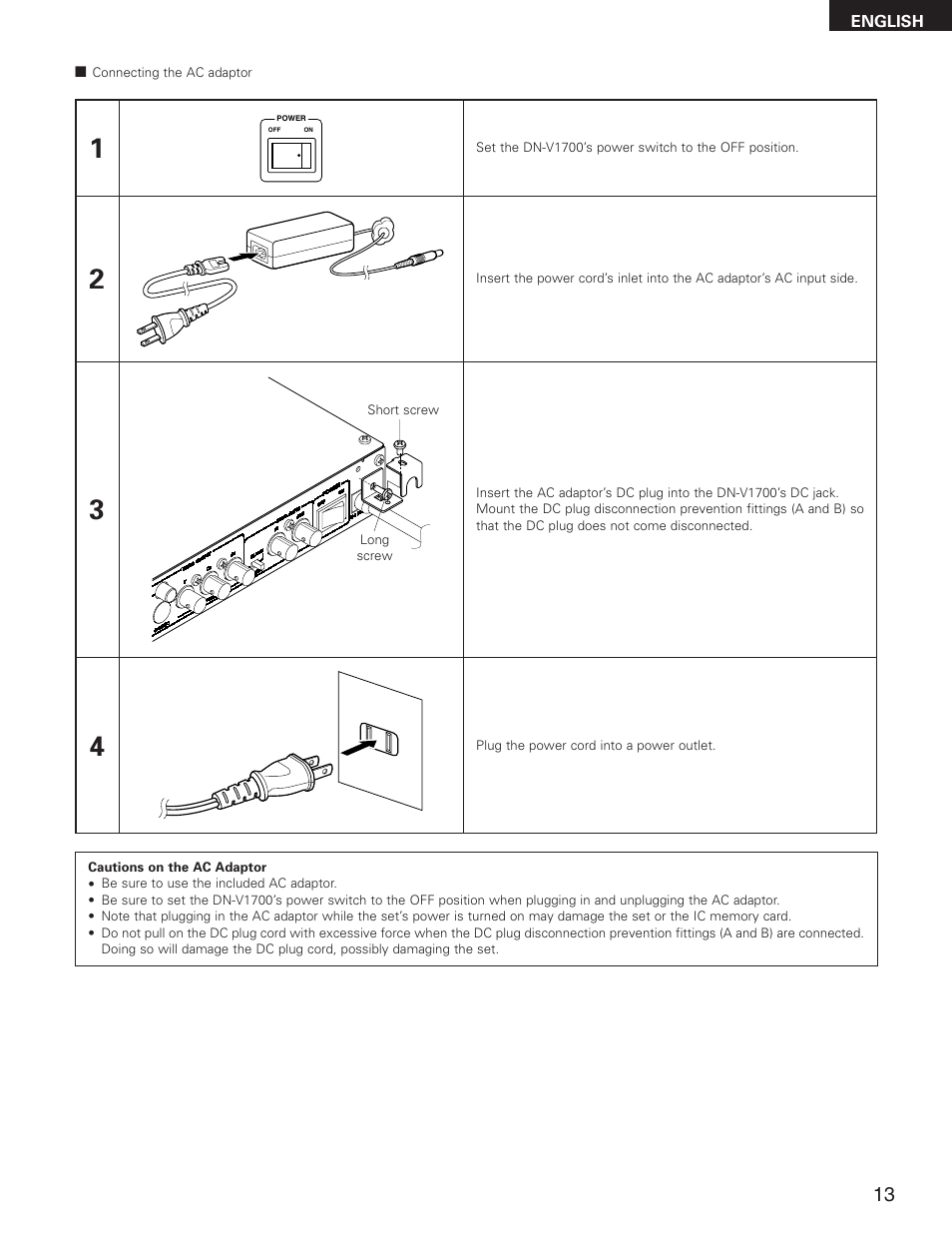 Denon DN-V1700 User Manual | Page 13 / 104