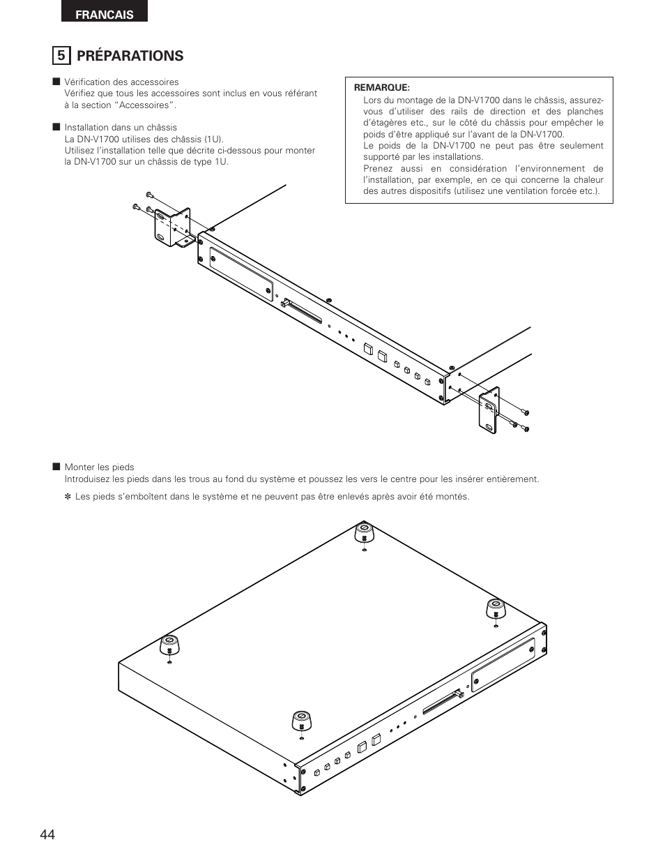 5 préparations | Denon DN-V1700 User Manual | Page 44 / 104