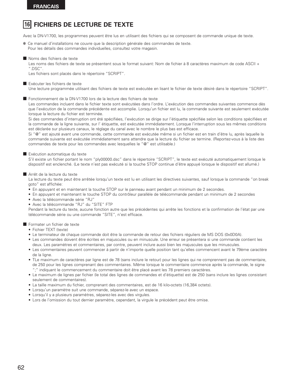 16 fichiers de lecture de texte | Denon DN-V1700 User Manual | Page 62 / 104