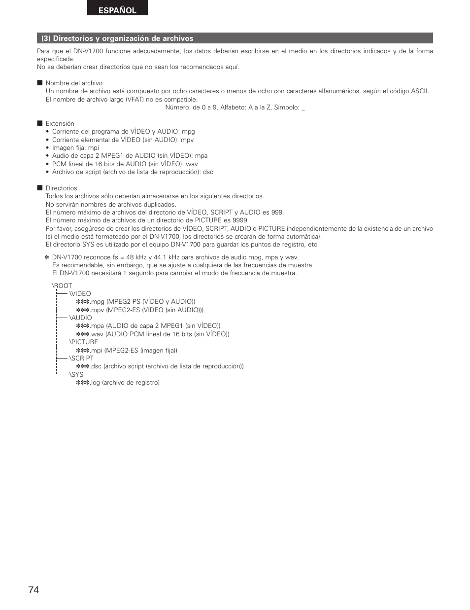 Denon DN-V1700 User Manual | Page 74 / 104
