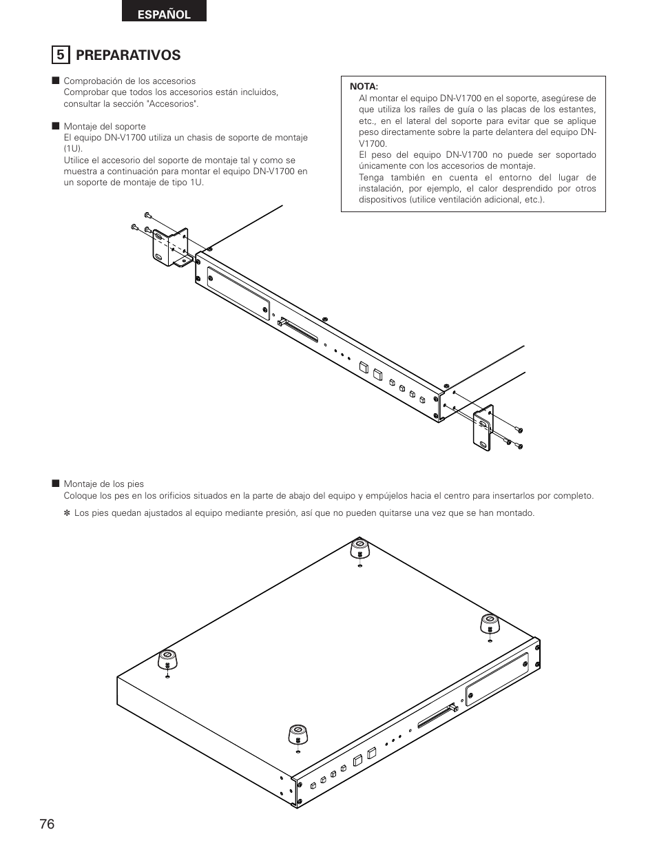 5 preparativos | Denon DN-V1700 User Manual | Page 76 / 104
