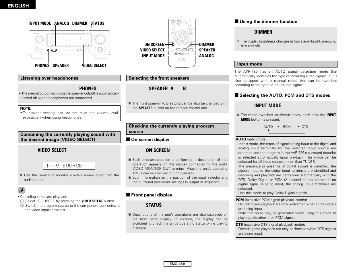 Denon AVR-786 User Manual | Page 22 / 68