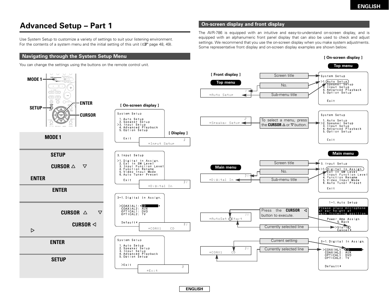 Advanced setup – part 1 | Denon AVR-786 User Manual | Page 41 / 68