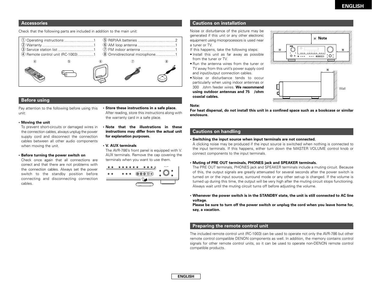 Denon AVR-786 User Manual | Page 5 / 68
