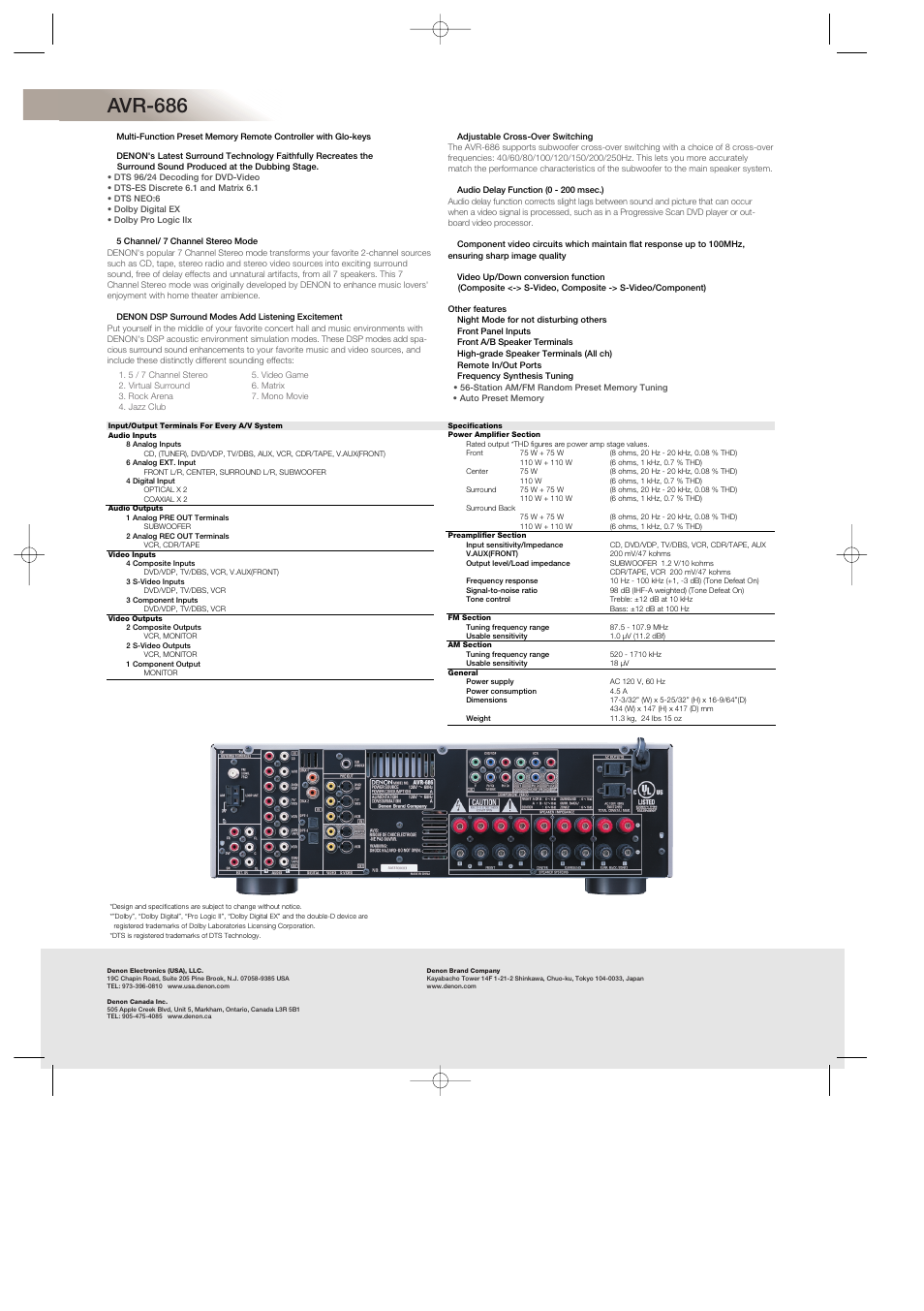 Avr-686 | Denon AVR-686 User Manual | Page 2 / 2