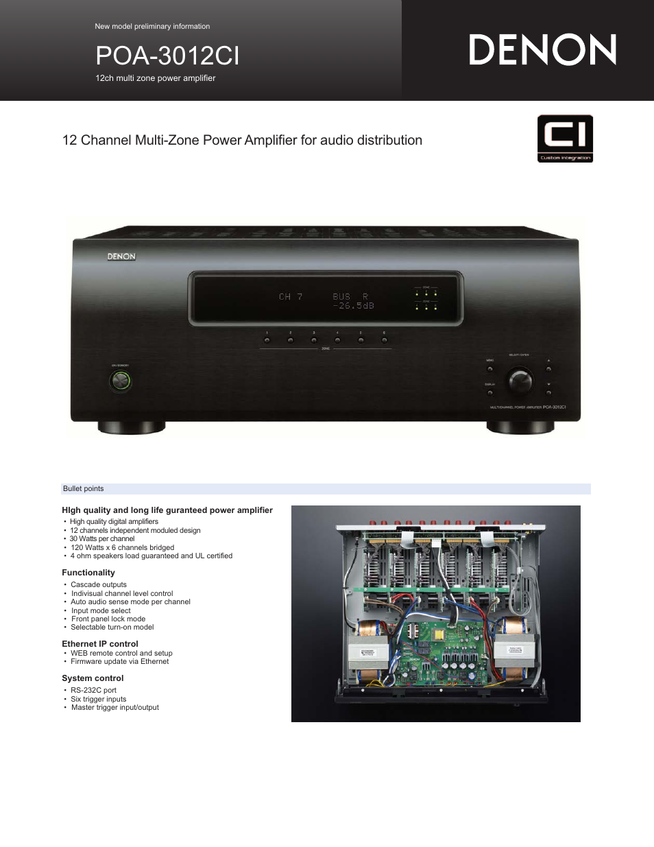 Denon POA-3012CI User Manual | 2 pages