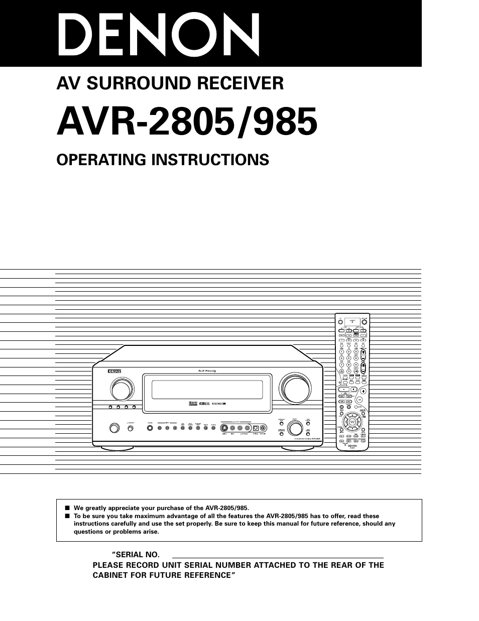 Denon AVR-985 User Manual | 100 pages