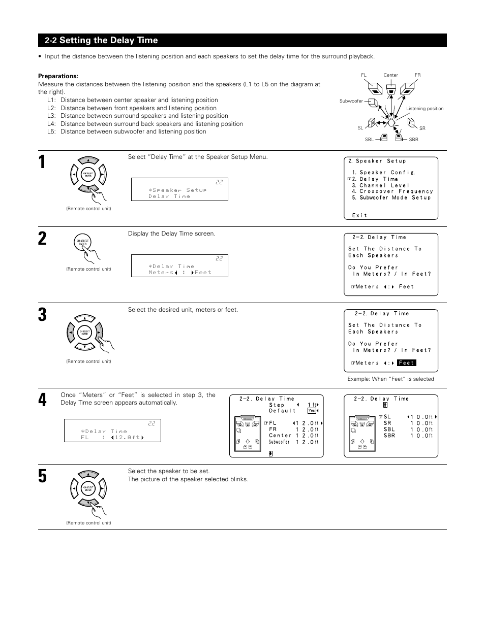 Setting the delay time | Denon AVR-985 User Manual | Page 31 / 100