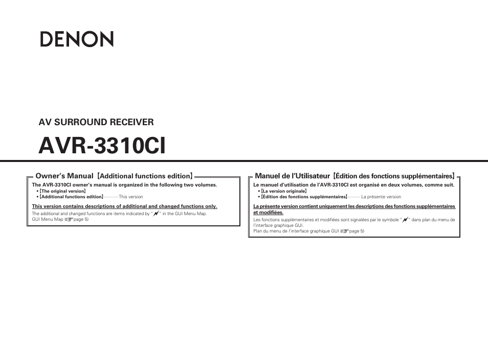 Denon AVR-3310CI User Manual | 22 pages