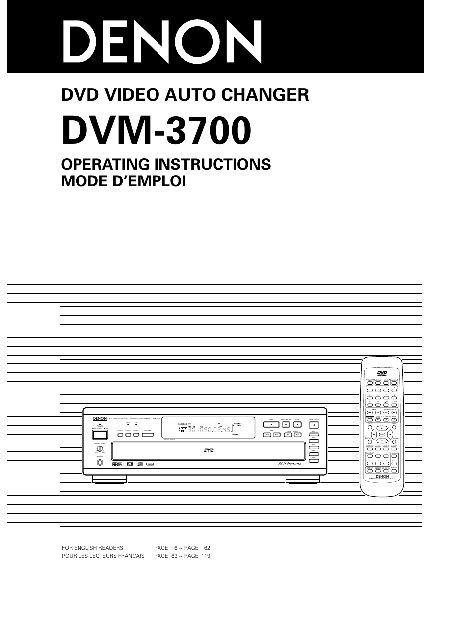 Denon DMV-3700 User Manual | 62 pages