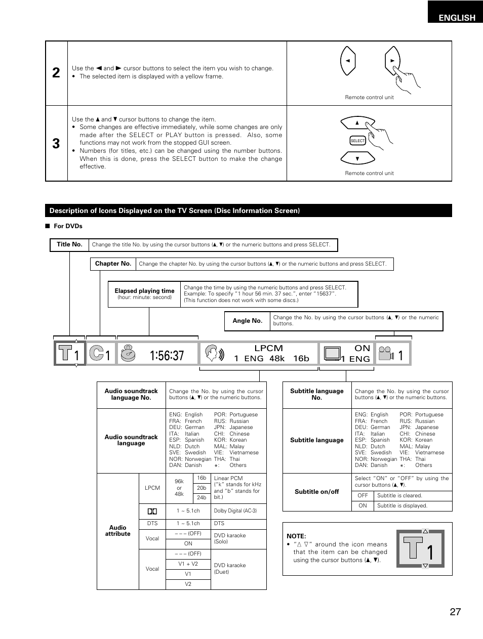 48k 16b lpcm, On english | Denon DMV-3700 User Manual | Page 27 / 62