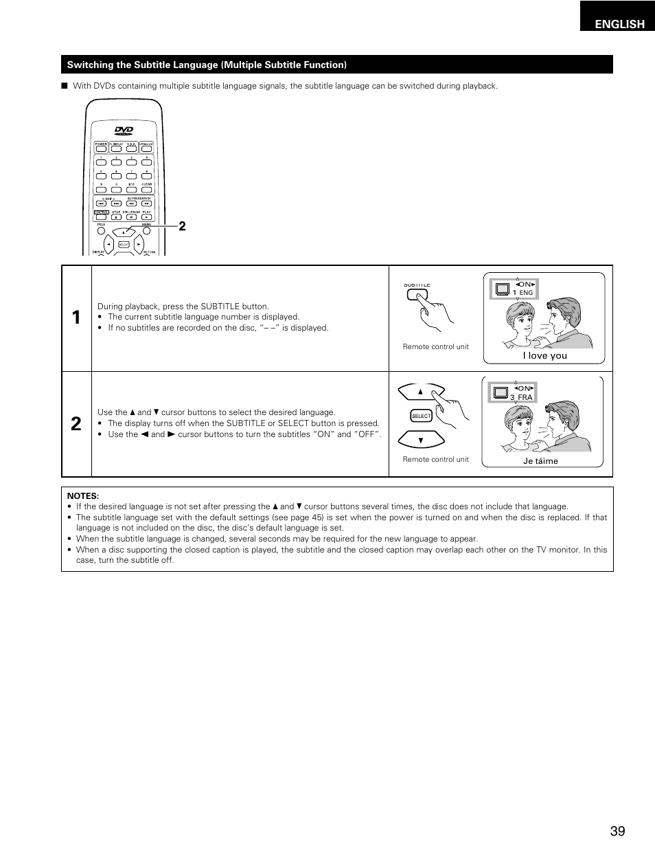 English | Denon DMV-3700 User Manual | Page 39 / 62